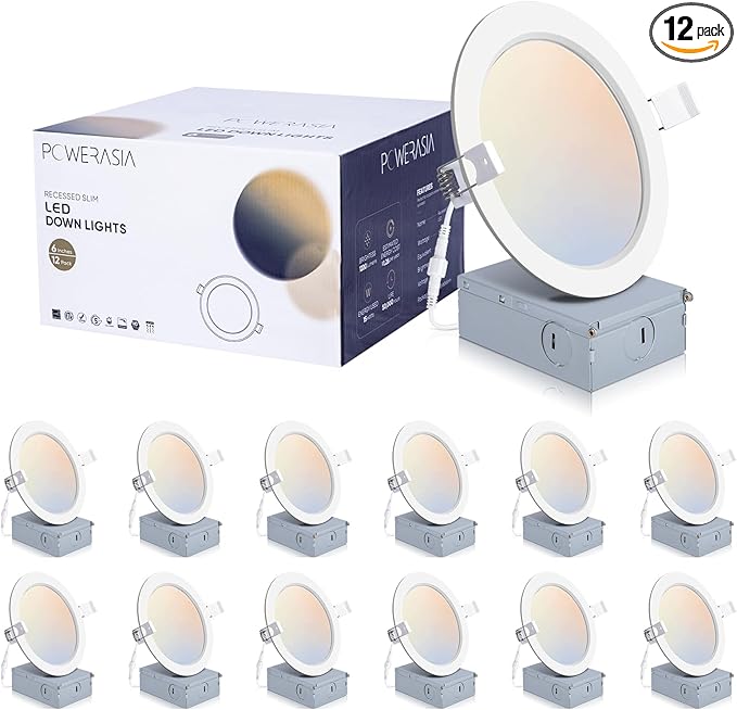 POWERASIA 12 Pack 6 Inch Ultra-Thin LED Recessed Ceiling Light by POWERASIA