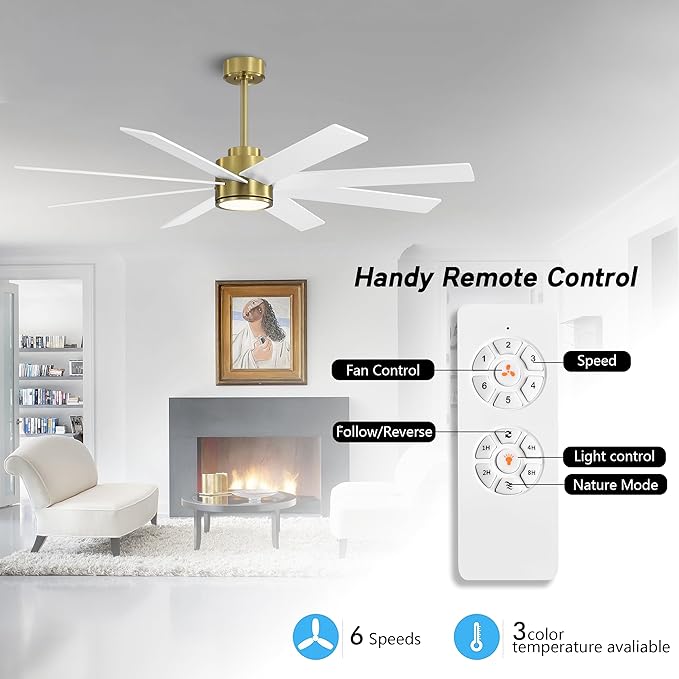 WINGBO 60" Large DC Ceiling Fans - Image 2