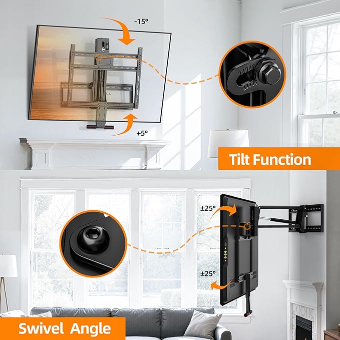 Pull Down TV Mount for Fireplace, Height Adjustable for Most 43-80 Inch TVs - Image 6
