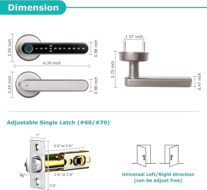 Smart Lock, CATCHFACE Fingerprint Door Lock TTLock Smart Door Knob Smart Door - Image 6