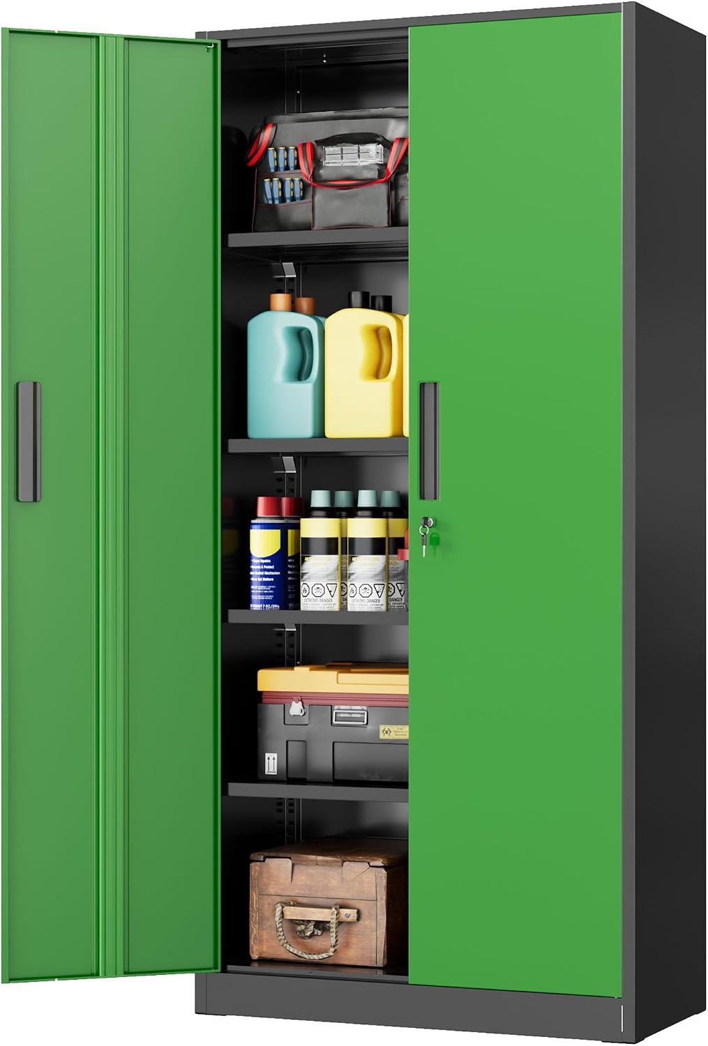 intergreat storage cabinet with doors and shelves, metal, main product view