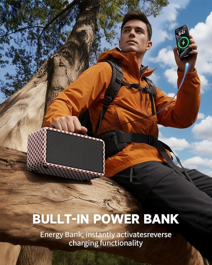 DINDIN Portable Bluetooth Speaker: 80W, 20H Playtime, Loud Wireless Wood - Image 6