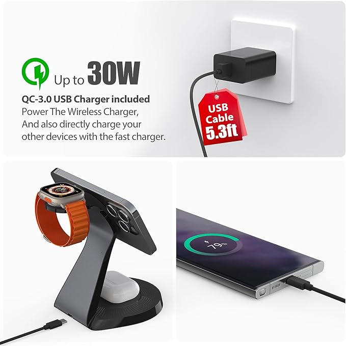 3 in 1 Charging Station for Apple Devices, Mag-Safe Charger Stand Fast Charging - Image 4