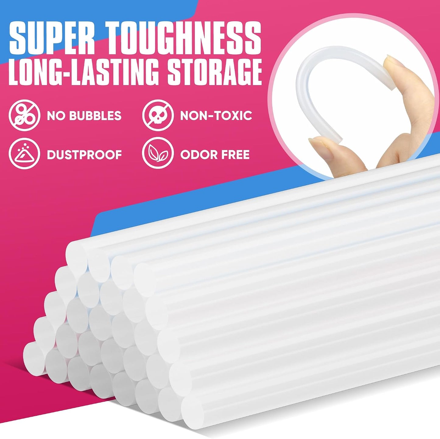 EZUVITA 120-Pack Mini Size Hot Glue Sticks, 0.27” Dia x 8” Long | Clear, for All-Temp Mini Glue Guns, for DIY Art Craft General Repairs, Festival Decorations
