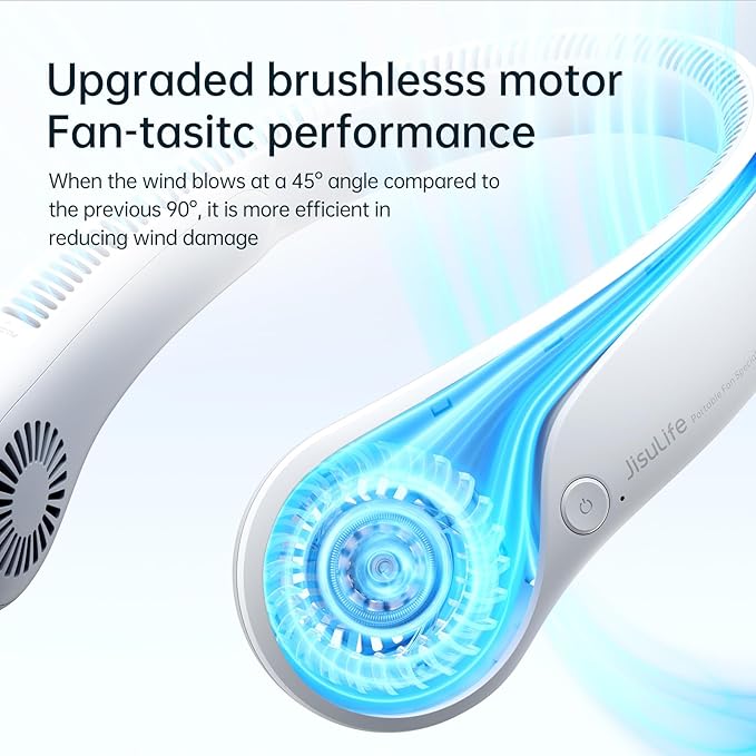 JISULIFE Portable Neck Fan, Hands-Free Bladeless, 5 Speeds, 4000 mAh Battery - Image 3