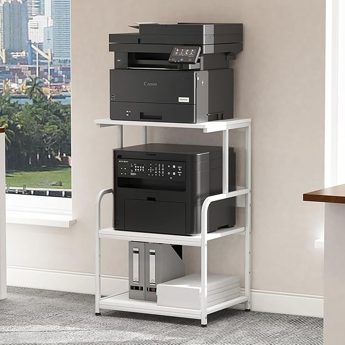 Arbuxzuy Printer Stand with Storage Shelf, 3 Tier Printer Cart with Wheels by Arbuxzuy