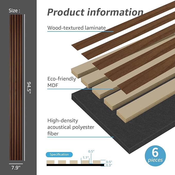 Art3d 6-Pack Acoustic Wood Slat Wall Panels - Image 4