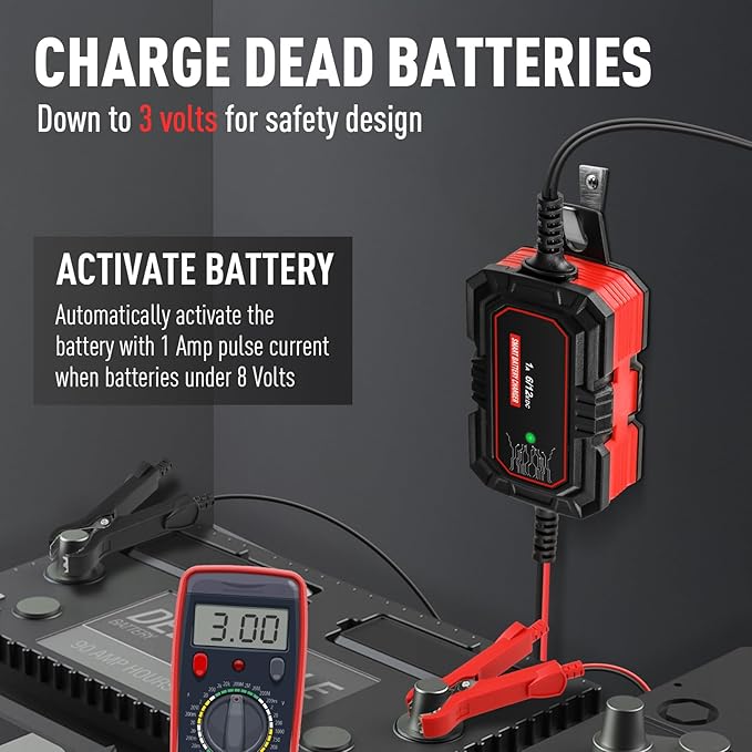 Sailvono 1A Battery Charger, 6V and 12V Smart Trickle Charger, 10-Stages 14.6 - Image 2