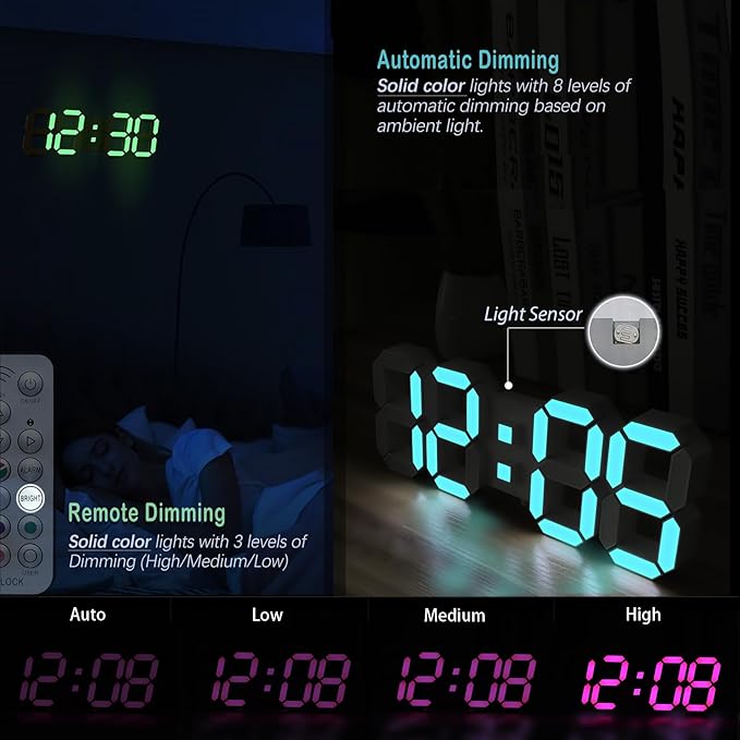 KOSUMOSU LED Wall Clock 15" RGB Digital LED Clock - Image 4