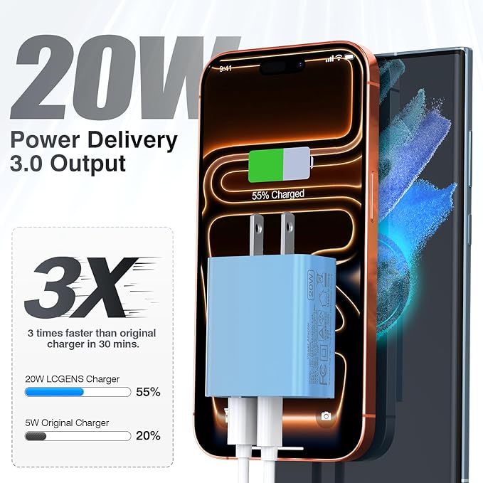 Fast Charger Block, USB C Wall Charger, Charger Cube, Dual Port PD Fast - Image 2