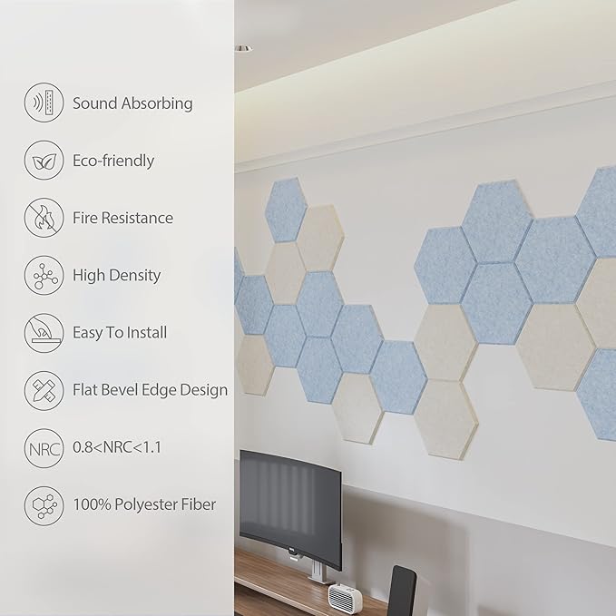Amantech 12 Pack Acoustic Panels Self Adhesive Sound Proof Foam, High Density - Image 5