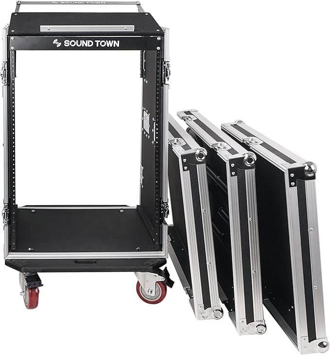Sound Town Heavy-Duty 1/2" Plywood 16U PA DJ Pro Audio Rack/Road ATA Case - Image 4