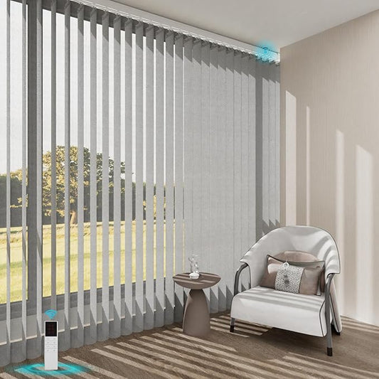 Blindify Motorized Sheer Vertical Blinds, Light Filtering Smart Rechargeable by BlindifyOffical