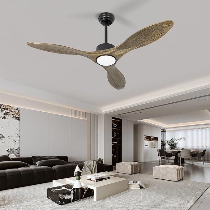 revoici Ceiling Fans with Lights Remote, 52inch Solid Amber Wood Ceiling Fan by REVOICISMARTCEILINGFAN