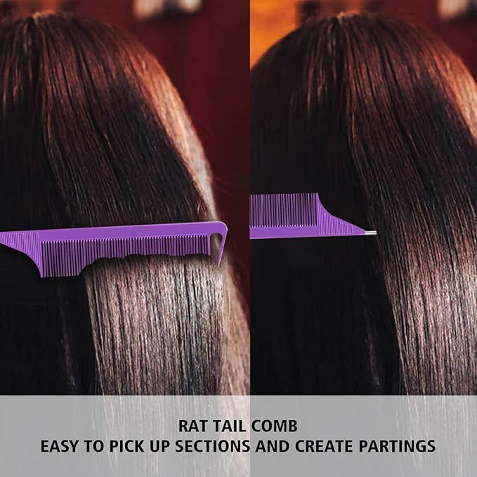 3 Pieces Hair Styling Comb Set Teasing Brush Rat Tail Comb Edge Brush - Image 7