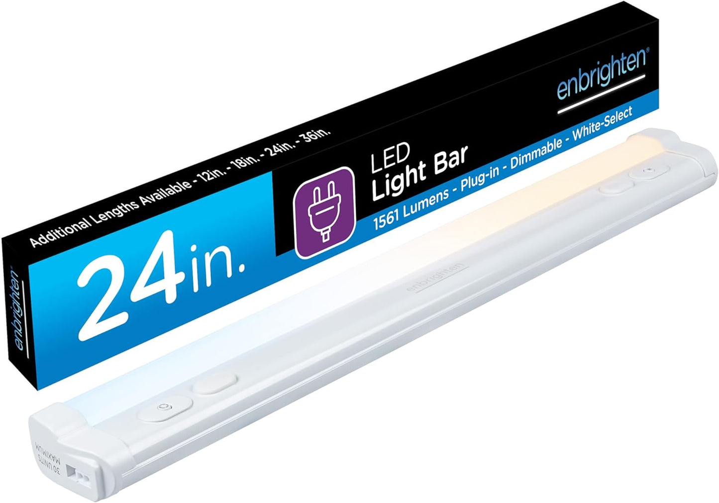 Enbrighten 24 inch Plug-in Under Cabinet Lights, 1561 Lumens, Five White Settings from (2700K-6500K), Full Range Dimmable, One-Touch Sync Control, Linkable Under Counter Lights for Kitchen 82786-T1