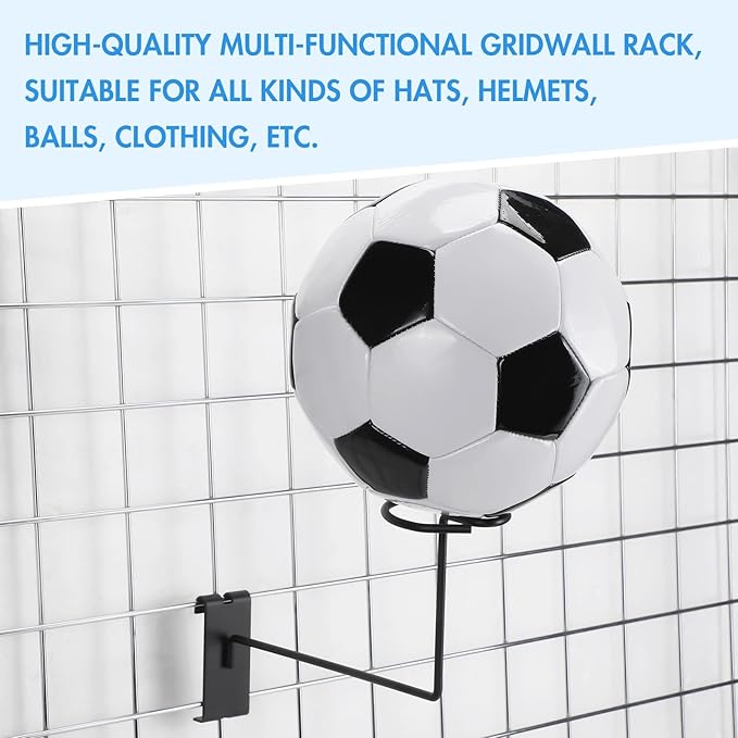 Blulu 12 Pcs Hat Displayer for Gridwall, Metal Hat Helmet Rack Retail Store - Image 4