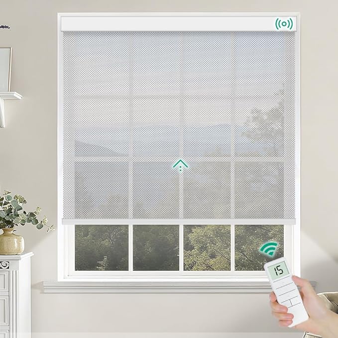Kilonity Motorized Roller Shades, Light Filtering Remote Control Custom Window by Unknown