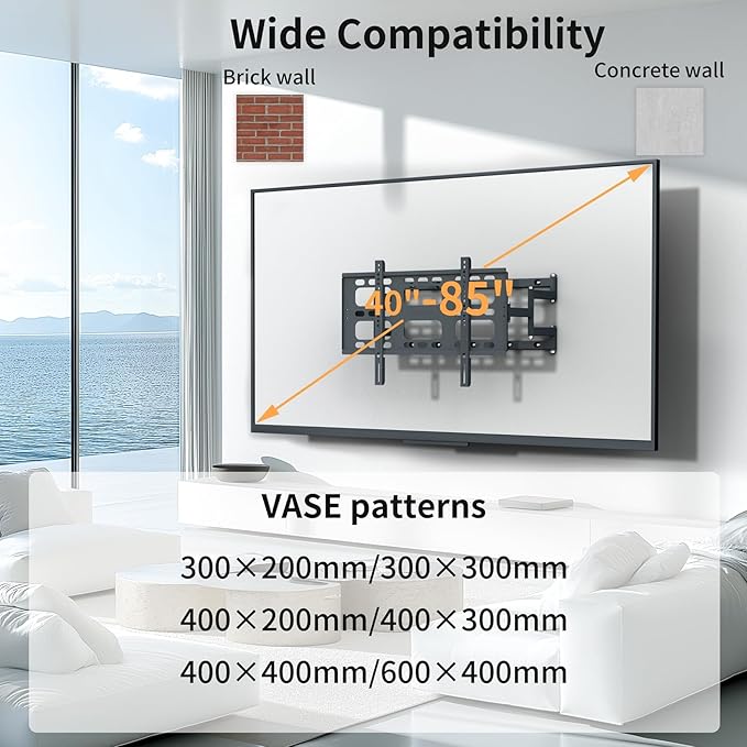 unho Heavy TV Wall Mount for 40-86 Inch TVs up to 220 lbs, Wall Mount tv - Image 2