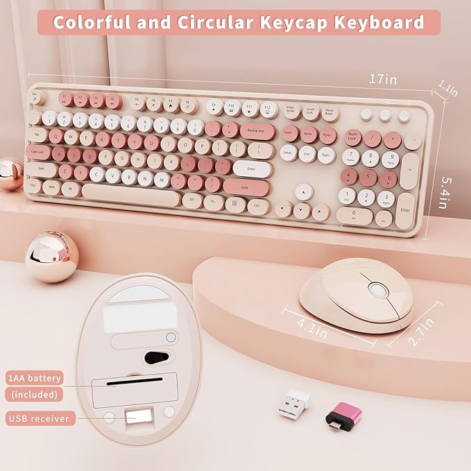 Wireless Keyboard and Mouse, Full-Size Typewriter Keyboard - Image 3