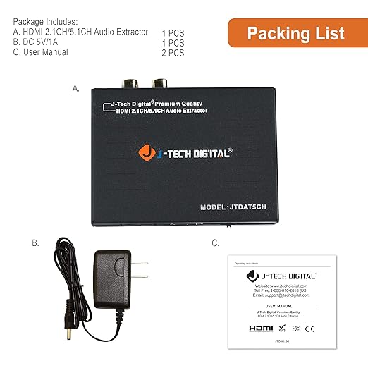J-Tech Digital Premium Quality 1080P HDMI To HDMI + Audio Audio Extractor - Image 6