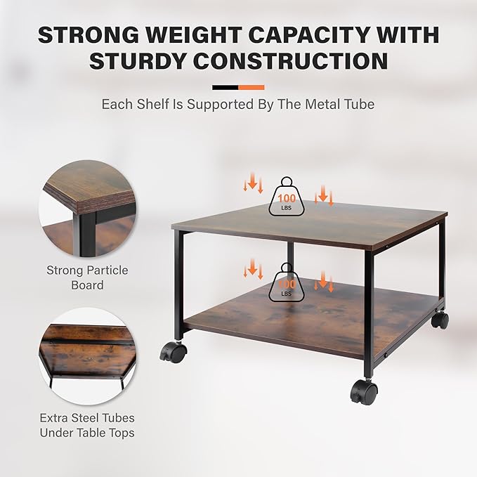 EMERIT Printer Stand, 19.5''x19.5''x12.8'' 2 Tier Large Printer Laser Table - Image 3