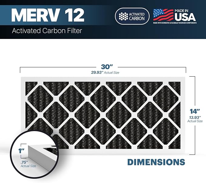 BNX TruFilter 14x30x1 MERV 12 Odor Defense AC Furnace Air Filter - Image 2