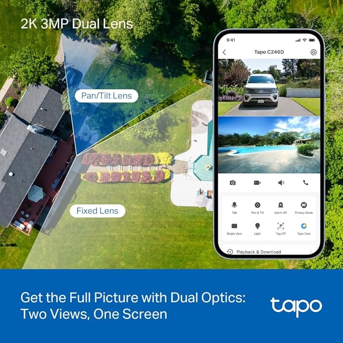 Tapo 2K 3MP Indoor/Outdoor Dual Lens Pan/Tilt Security Camera – 125° Wide-Angle - Image 2