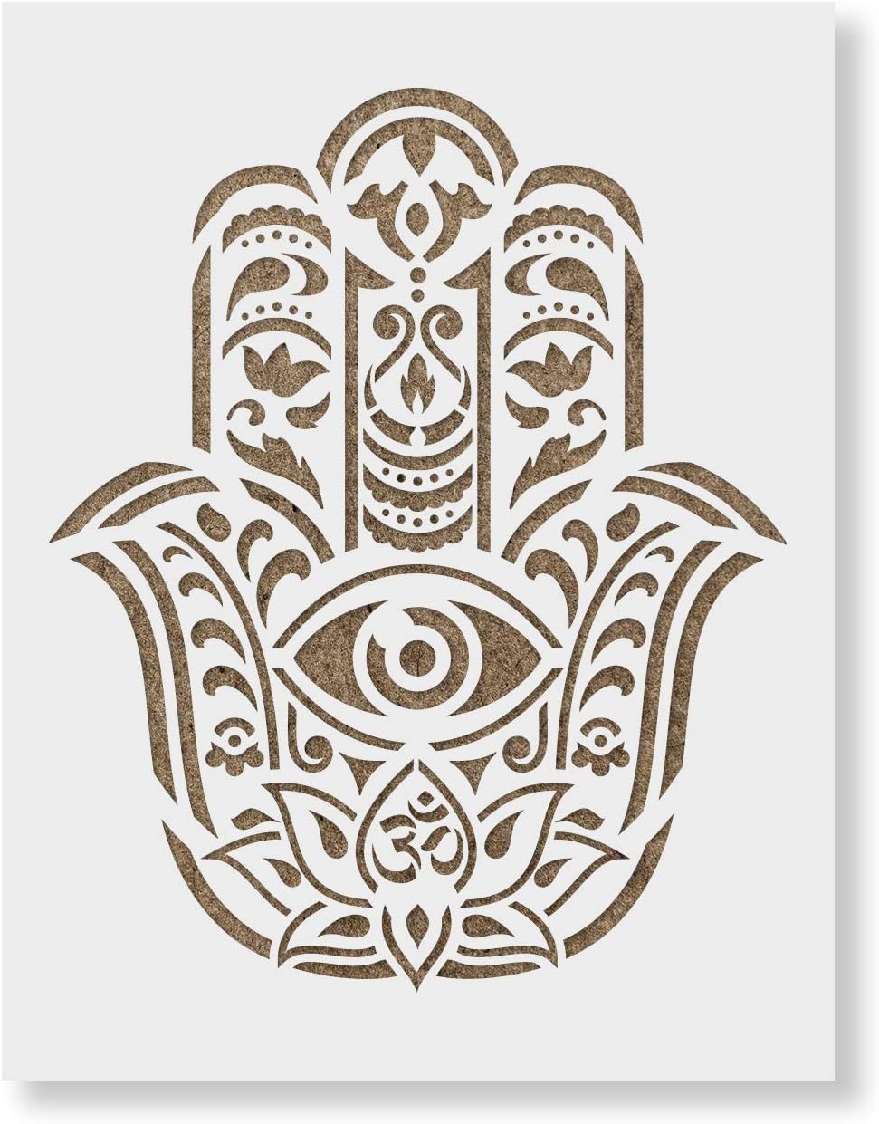 Hamsa Palm Mandala Stencil - Spiritual Mandala Stencil for Painting, Hindu Hamsa Palm Design