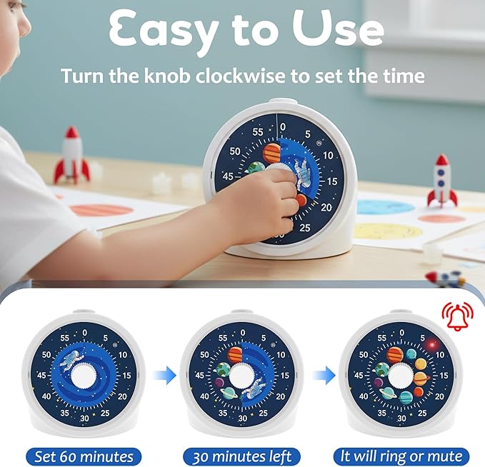 BellMan Visual Timer with Pause Button, 60 Minute Countdown Mercury Timer - Image 3