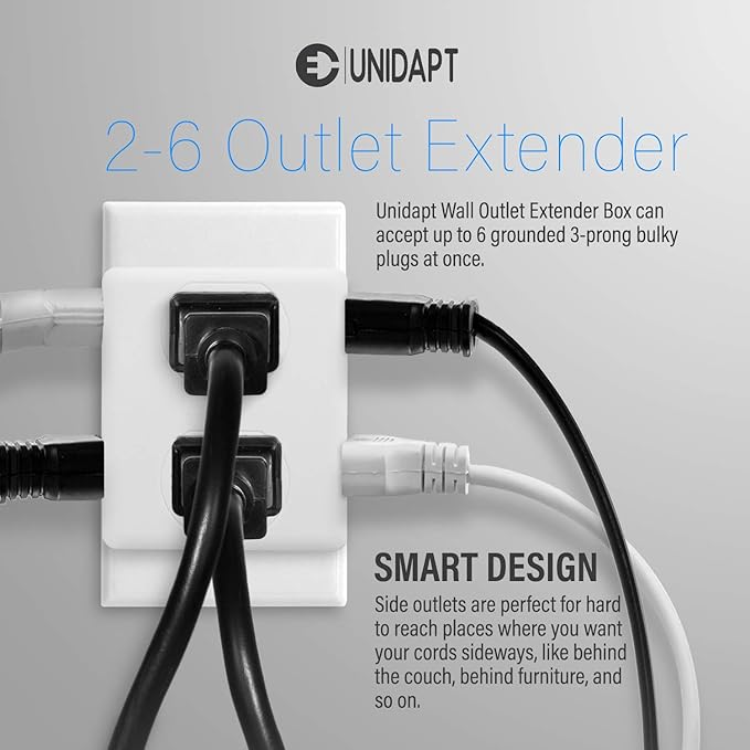 Unidapt Multi Plug Outlet Splitter, Side Splitter Box, Wall Tap Plug Expander - Image 2