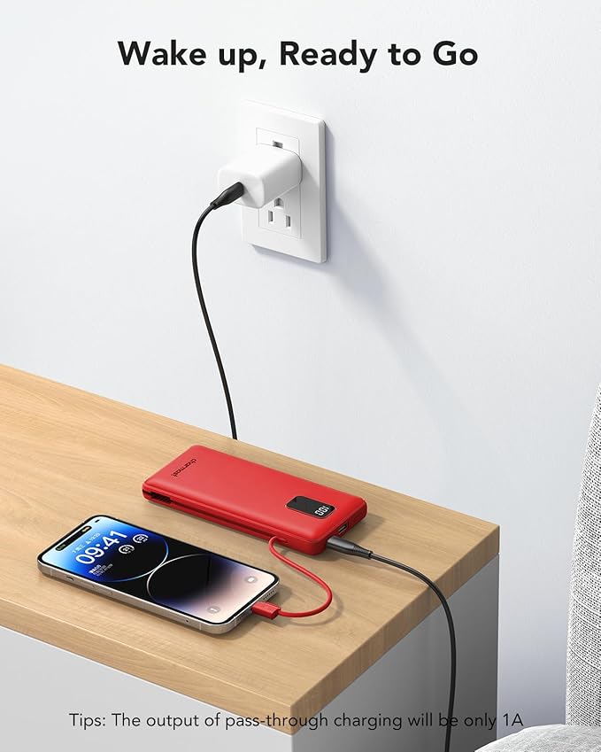 charmast Portable Charger with Built-in Cables and Plug, 10000mAh USB C Power - Image 7