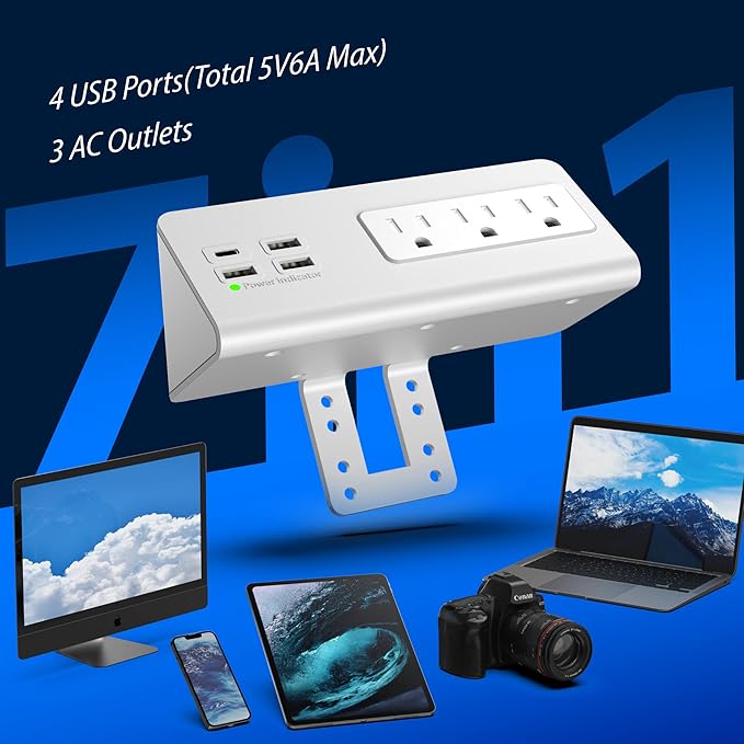 Nightstand Edge Mount Power Strip - Image 3