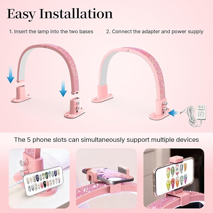 BLUVALL Half Moon Light for Nail Desk, Portable Nail Light for Desk - Image 5