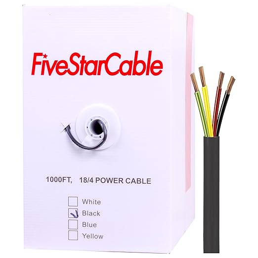 FiveStarCable 18/4 Gauge Low Voltage 4 Conductors Stranded Cable Wire - 1000 ft by BulkCables%E2%80%93SaveonRG6Cat6ElectricalWiresandMore
