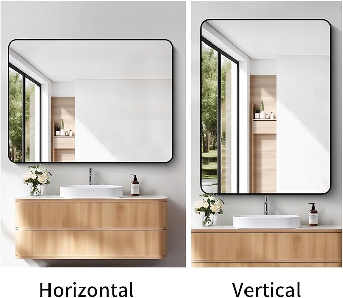 FORBATH Large Bathroom Mirror 48 x 36 Inches，Black Large Wall Mirror Aluminum - Image 5