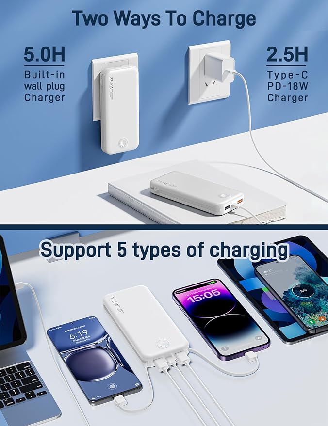 Nusyddy Portable Charger, 12000mAh 22.5W Fast Charging Power Bank - Image 5