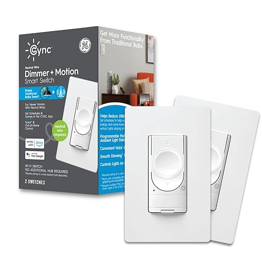 GE Lighting CYNC Smart Dimmer Light Switch + Motion Sensor, Neutral Wire by CYNCSmartHome
