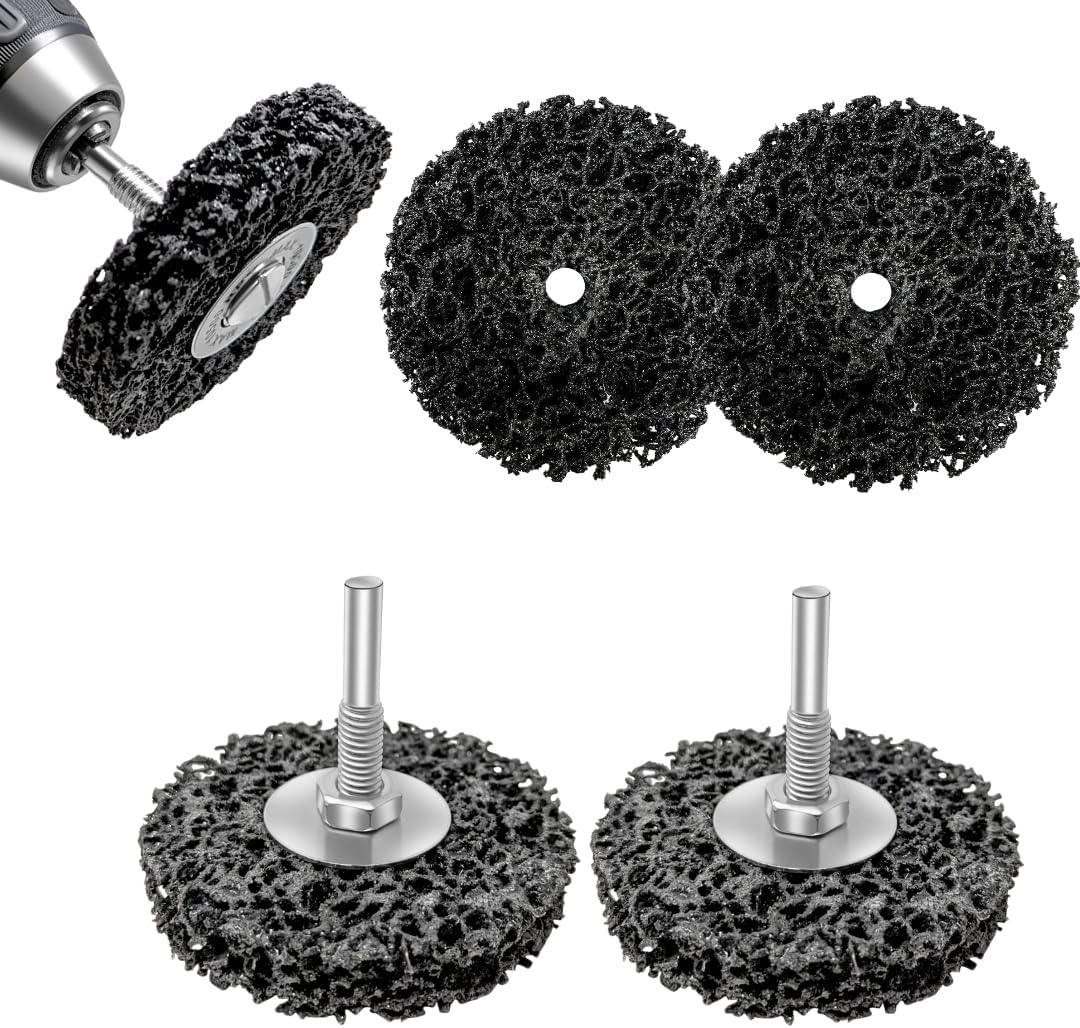 5 Pack 3-inch Paint Stripping Disc Wheel for Drill Attachment, Paint Remover with 1/4-inch Shank, Durable Non-Woven Abrasive Stripper Tool for Metal Surface Prep, Rust Removal