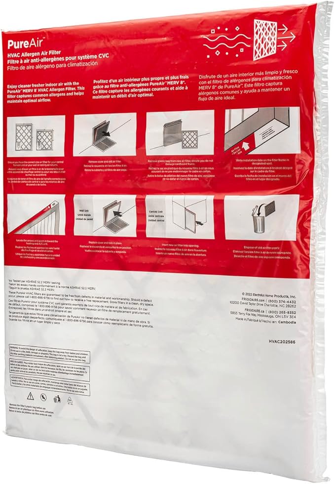 Frigidaire PureAir® 20x25x1 MERV 8 Allergen Electrostatic Pleated Air - Image 8