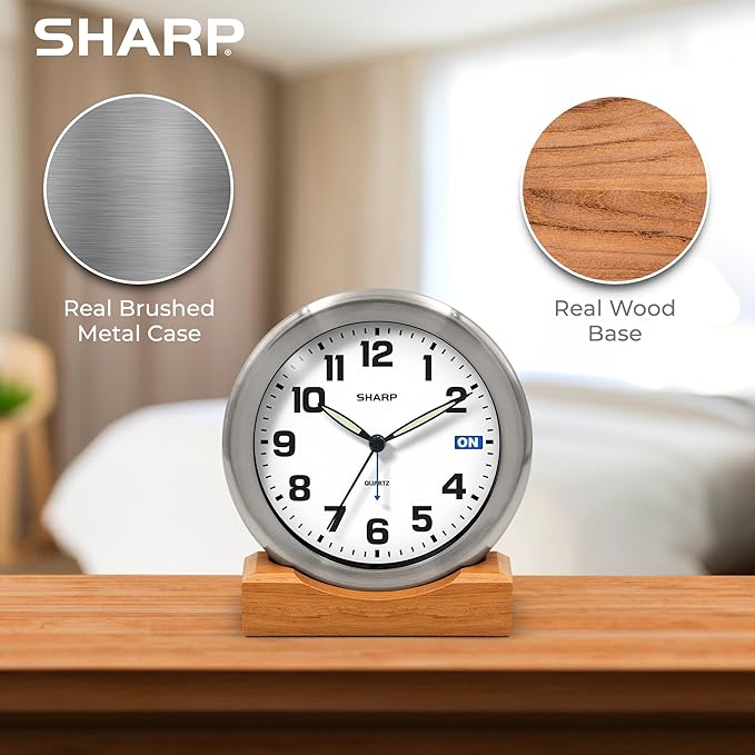 Sharp Silent Sweep Quartz Analog Desk Clock - Image 6