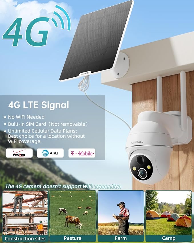 ZUMIMALL 4G LTE Cellular Security Camera, No WiFi Outdoor Camera Wireless - Image 2