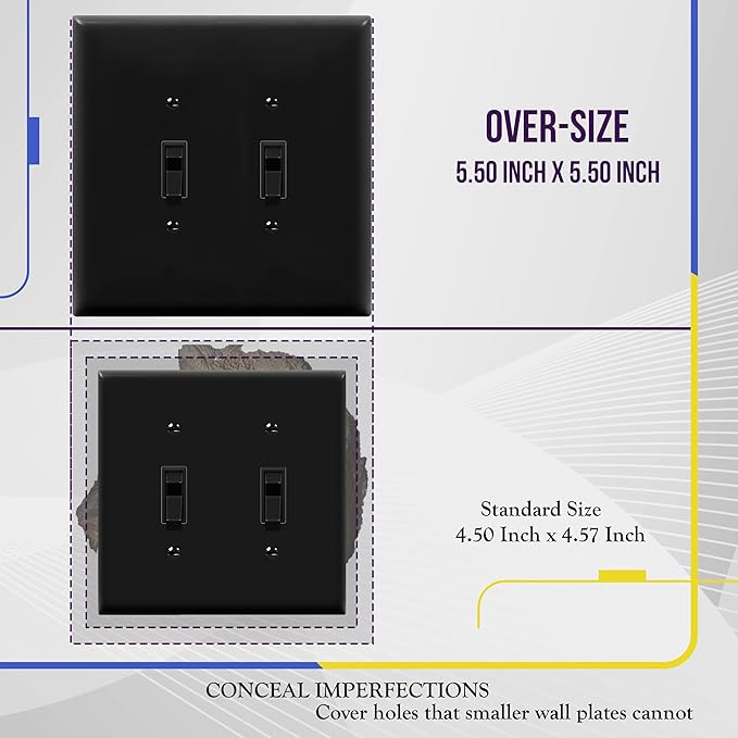 ENERLITES Double Toggle Switch Cover, Two Gang Light Switch Wall Plate - Image 2