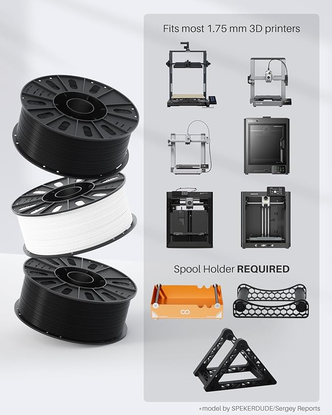 ELEGOO PLA Filament 1.75mm Black 3KG, 3D Printer Filament Dimensional Accuracy - Image 7
