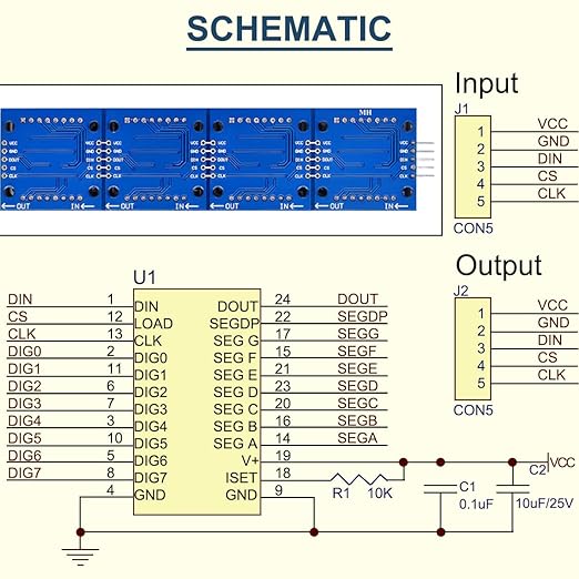 DAOKAI MAX7219 Dot Matrix Module 8 x 32 MCU Control Driver Board Green LED - Image 5