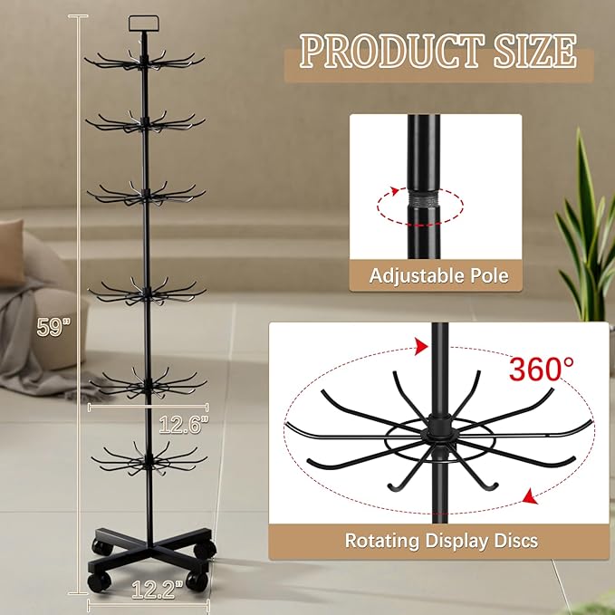 Exttlliy Retail Display Stand Store Display Rack 6 Tier Metal Spinning Display - Image 3