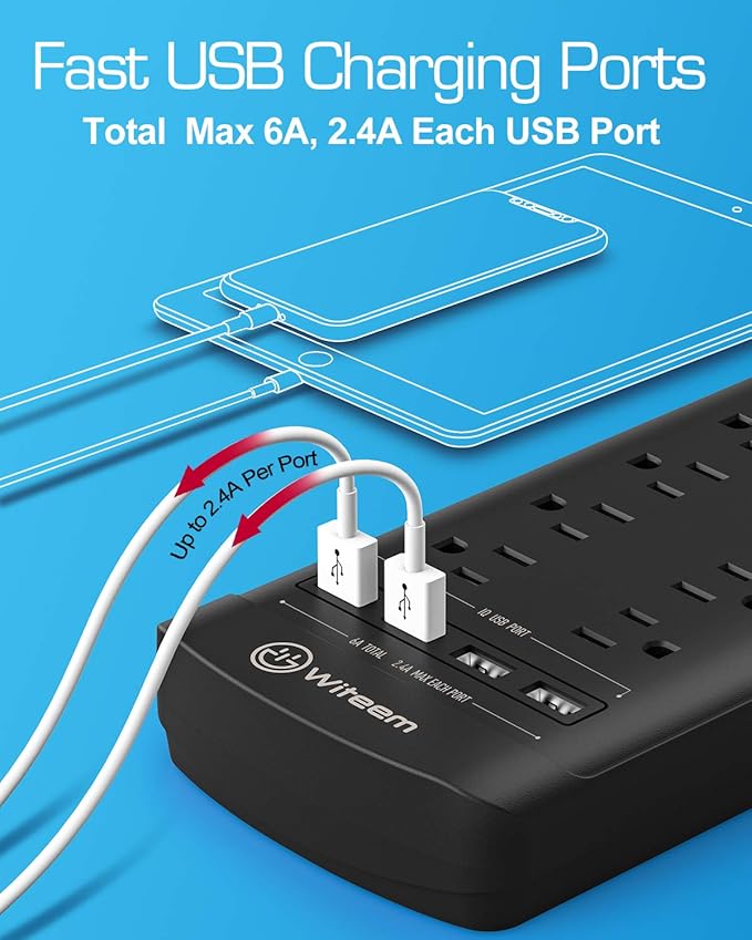 Witeem Surge Protector Power Strip - Image 3