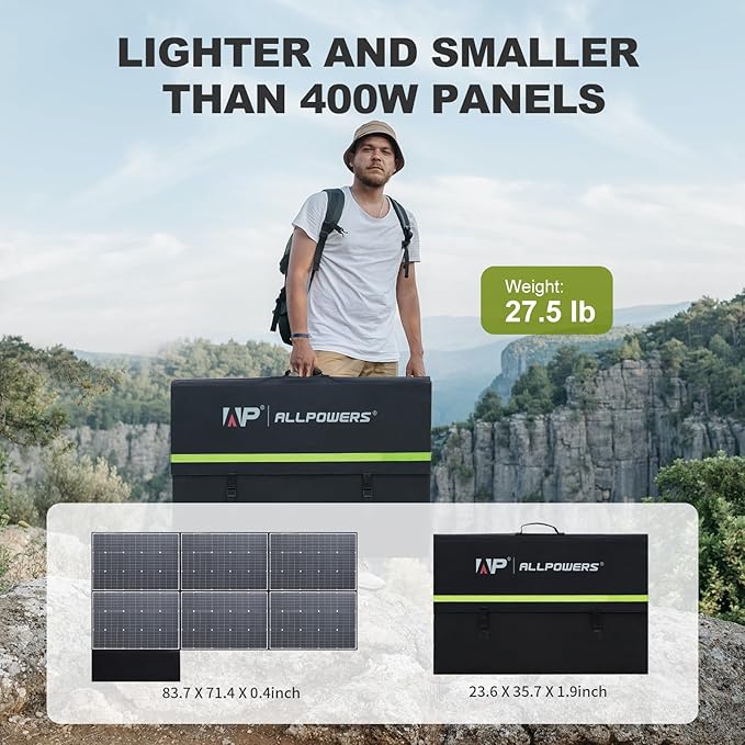 ALLPOWERS SP039 600W Foldable Solar Panel, 24% Efficient IP66 Waterproof - Image 3