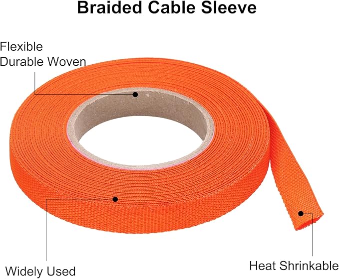 MECCANIXITY Braided Cable Sleeves Heat Shrinkable Fabric Sleeving, 5/16" 26ft - Image 4