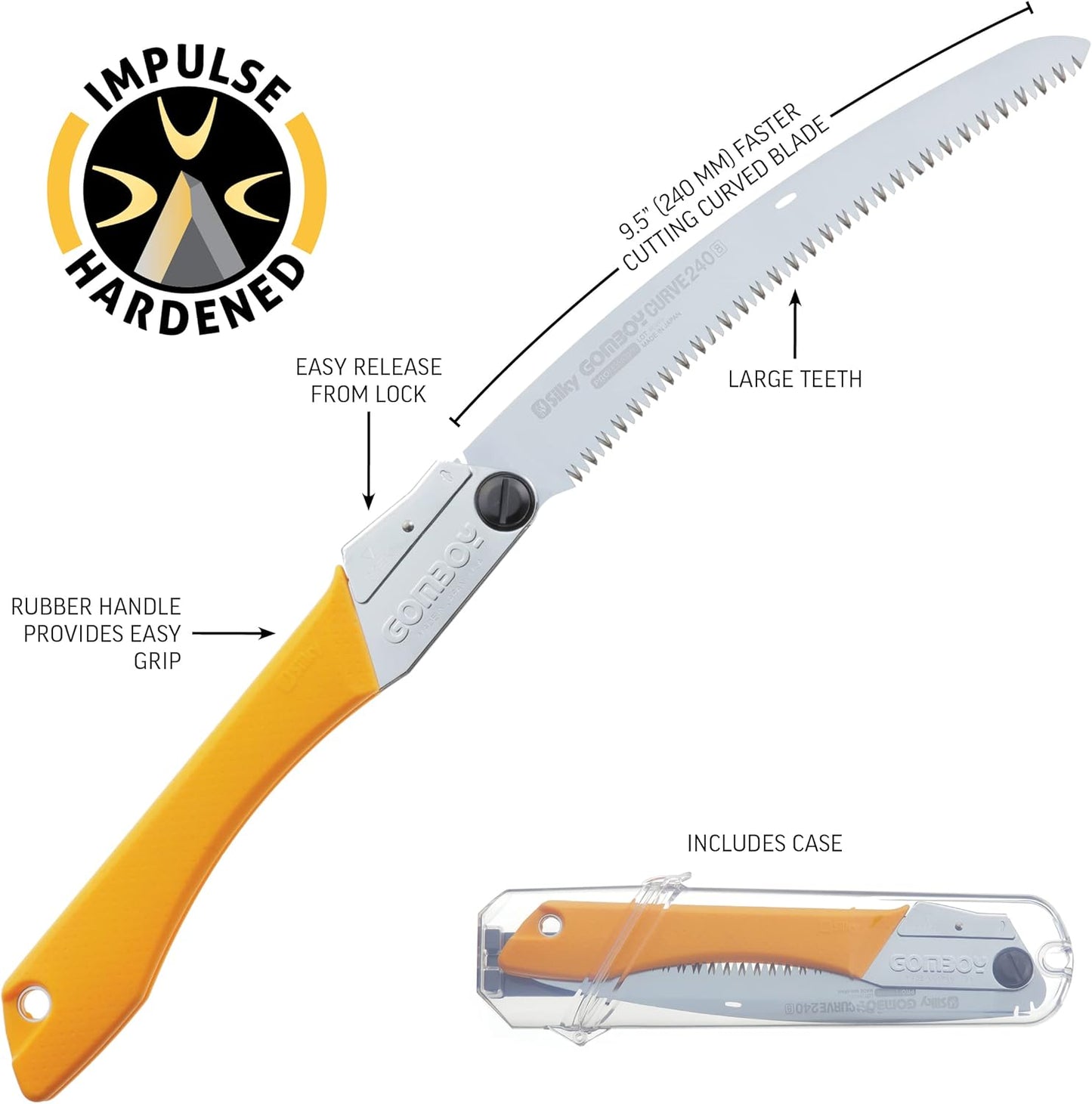 Silky - 717-24 GomBoy Curve Professional Folding Saw 240mm, Large Teeth Yellow